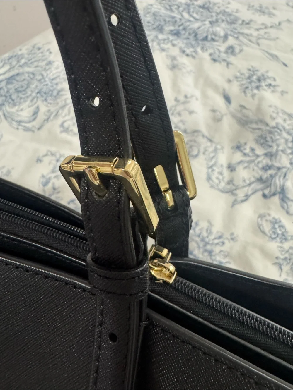 Tory Burch Black Leather Satchel Laptop Bag – Gold Hardware, Zip Computer Comp